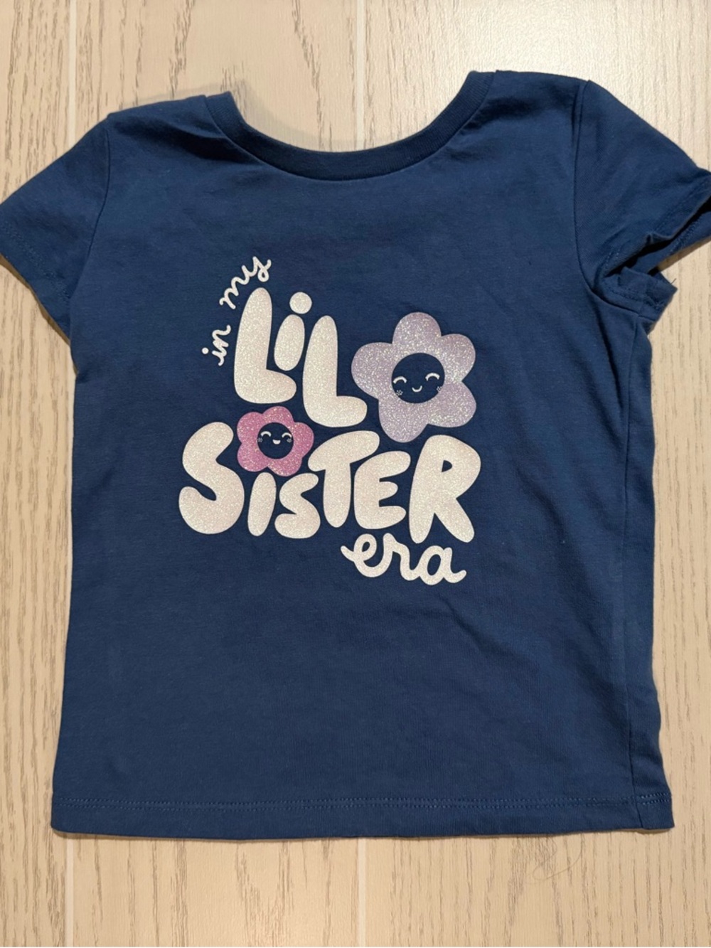Carters Toddler Girl 2T Lil Sister Era Graphic Tee Blue Shirt